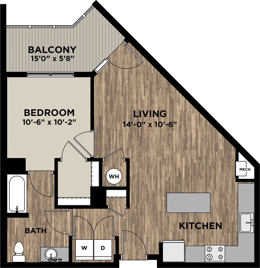 (A2) One Bedroom One Bathroom Floor Plan (A2) One Bedroom One Bathroom Floor Plan at Arlo, Malvern, PA, 19355